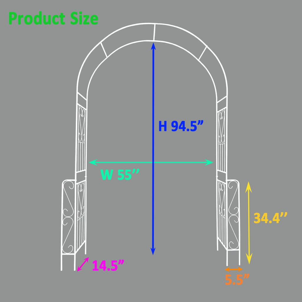 Metal Garden Arch W55'' x H94.5'' - Cream White Outdoor Arbor