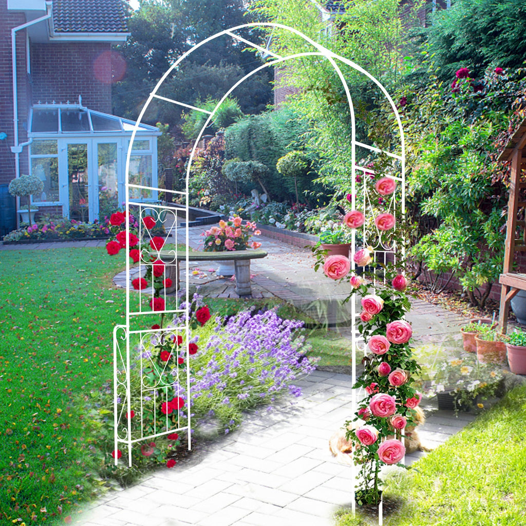 Metal Garden Arch W55'' x H94.5'' - Cream White Outdoor Arbor