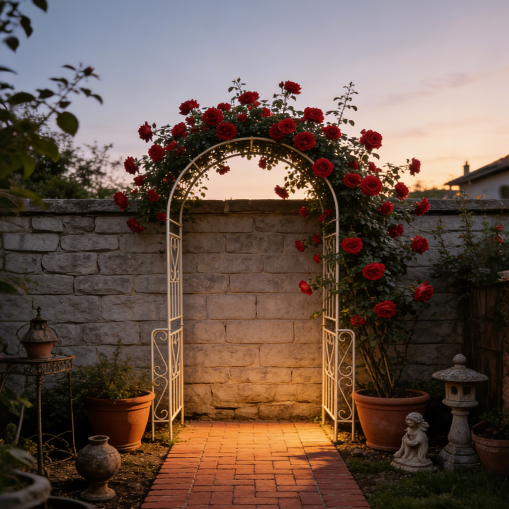 Metal Garden Arch W55'' x H94.5'' - Cream White Outdoor Arbor
