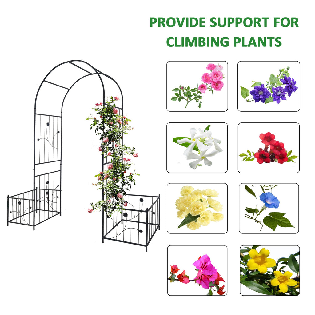 Metal Garden Arch with Two Plant Stands