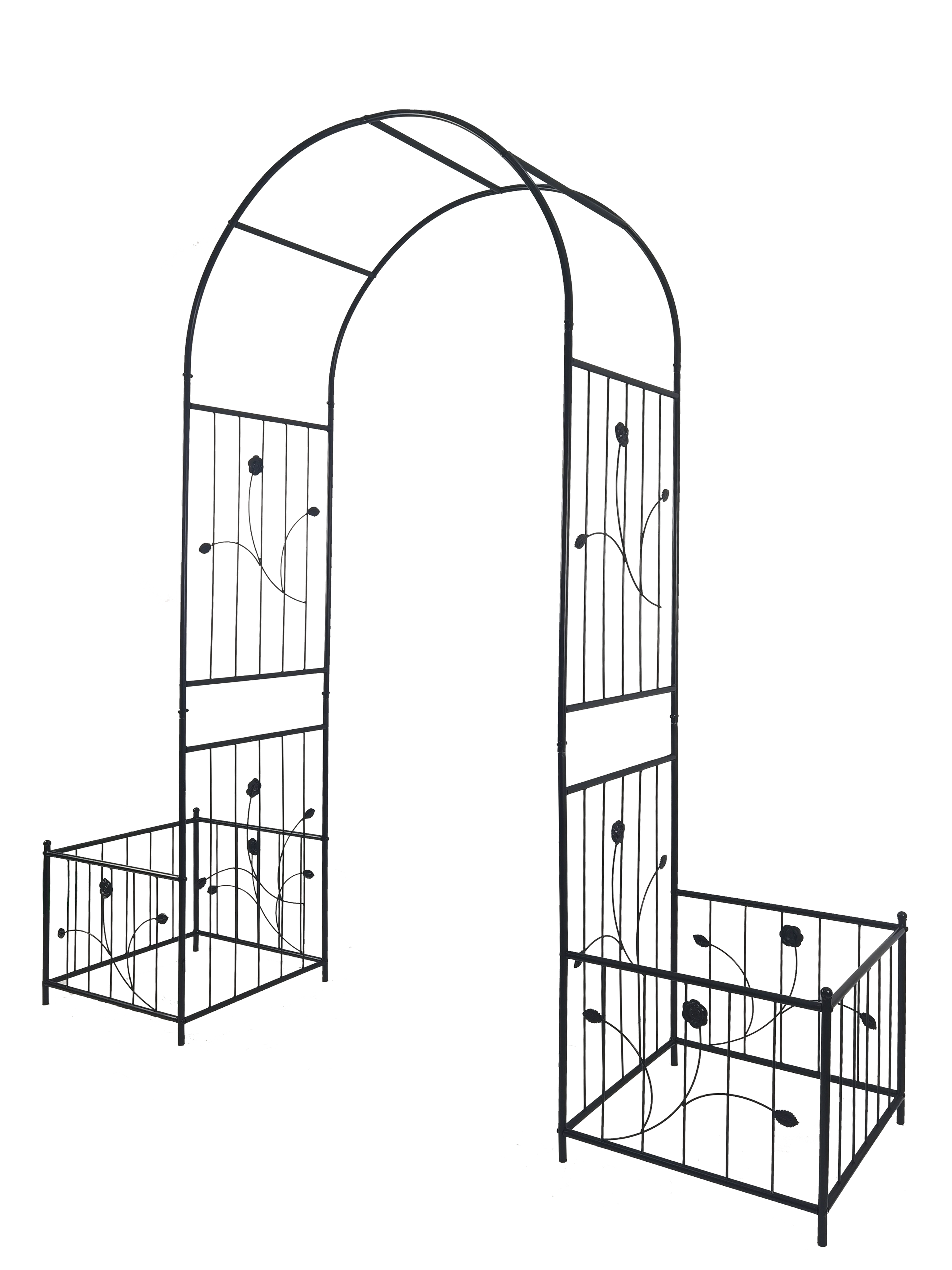 Metal Garden Arch with Two Plant Stands