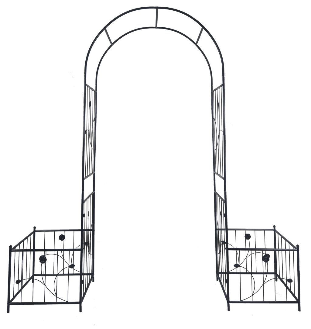 Metal Garden Arch with Two Plant Stands