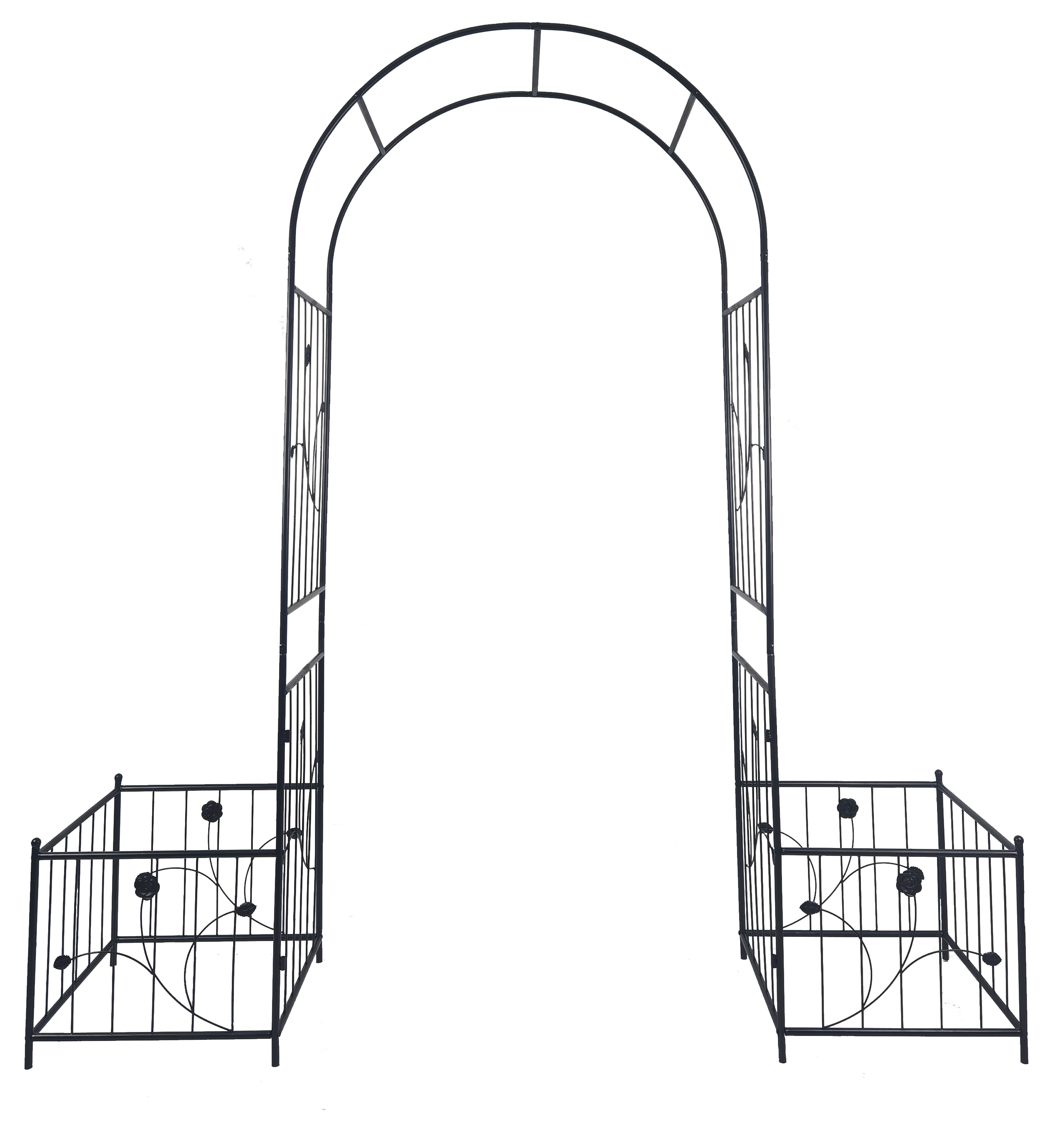 Metal Garden Arch with Two Plant Stands