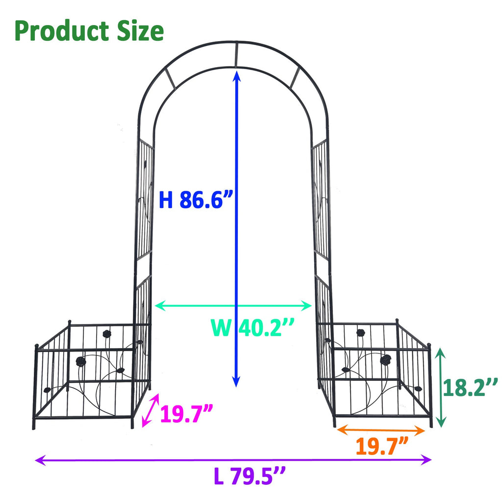 Metal Garden Arch with Two Plant Stands