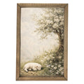 Sleeping Lamb Under Tree Framed Art