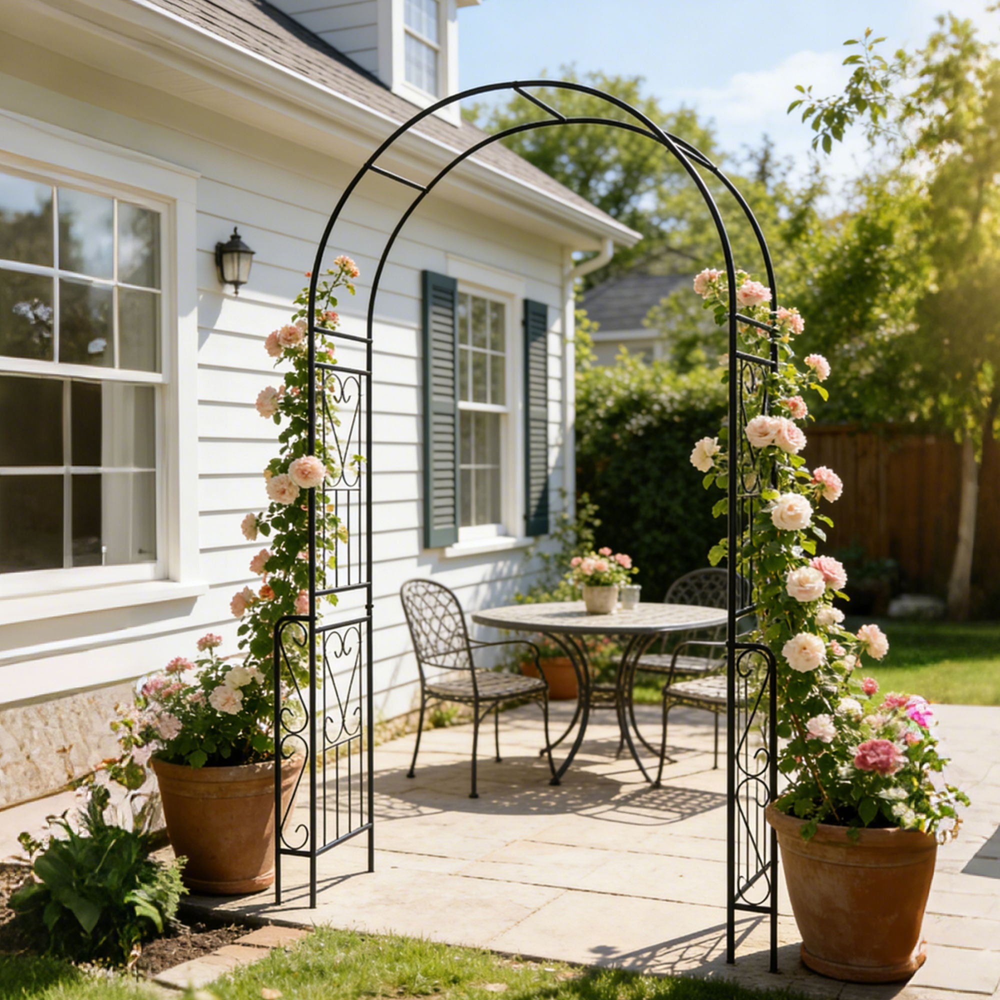 Metal Garden Arch Garden Arbor Trellis Climbing Plants Support Rose Arch Outdoor Arch