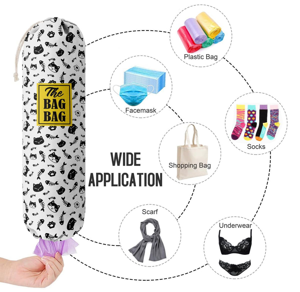 THE BAG BAG Plastic Bag Holder, Black and White Buffalo