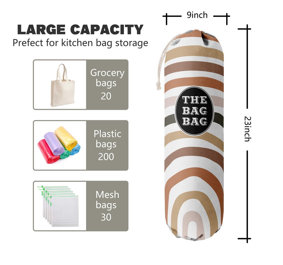 THE BAG BAG Plastic Bag Holder, Black and White Buffalo