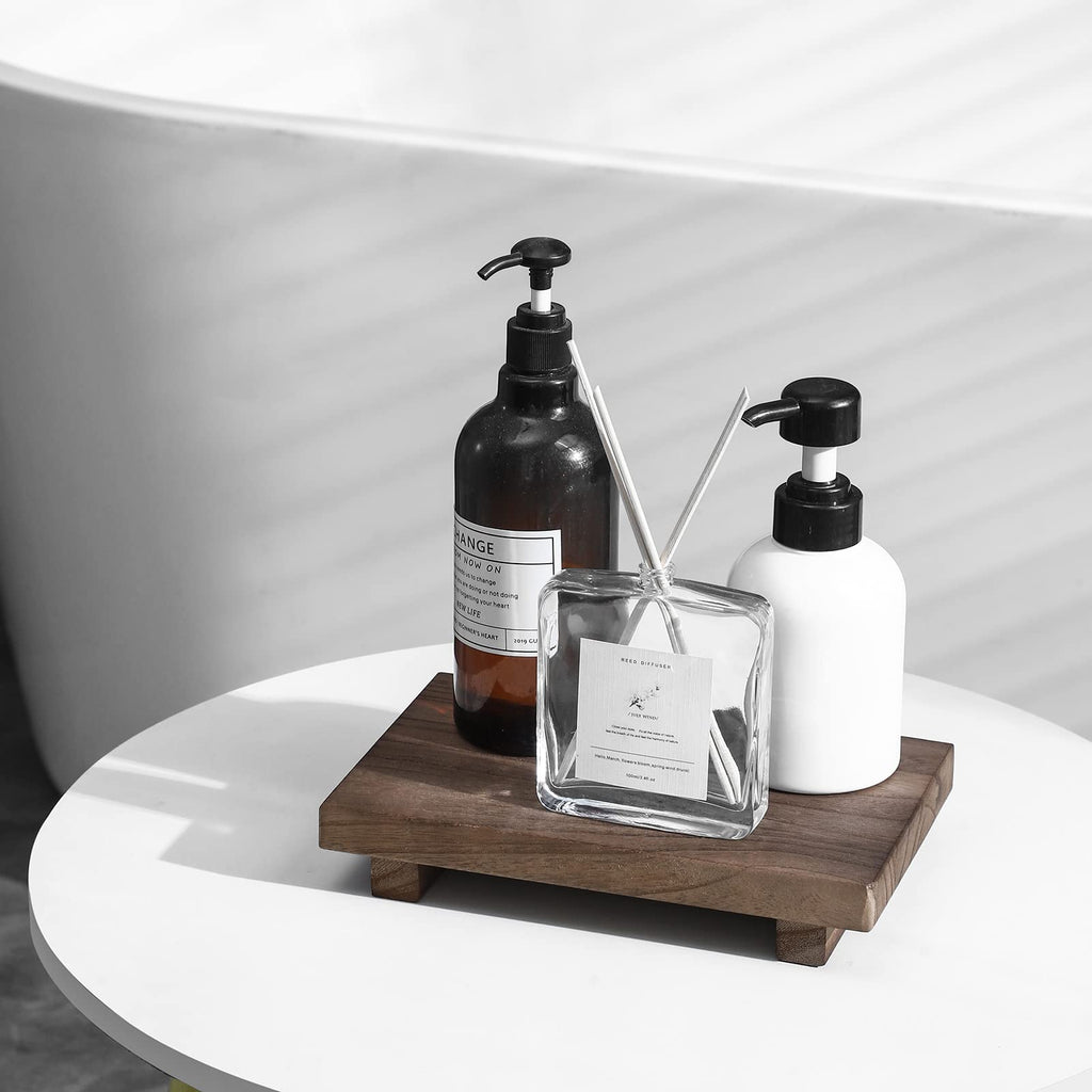 Farmhouse Wooden Tray Pedestal Stand