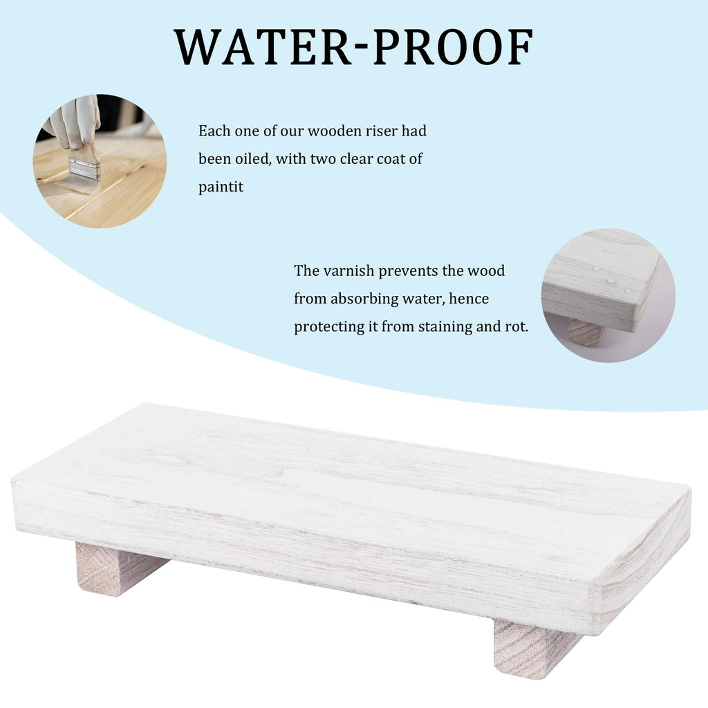 Farmhouse Wooden Tray Pedestal Stand