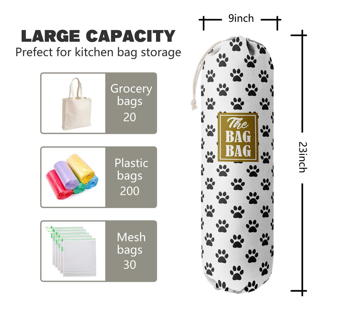 THE BAG BAG Plastic Bag Holder, Black and White Buffalo