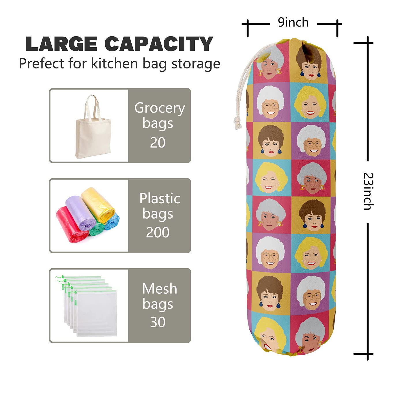 THE BAG BAG Plastic Bag Holder, Black and White Buffalo