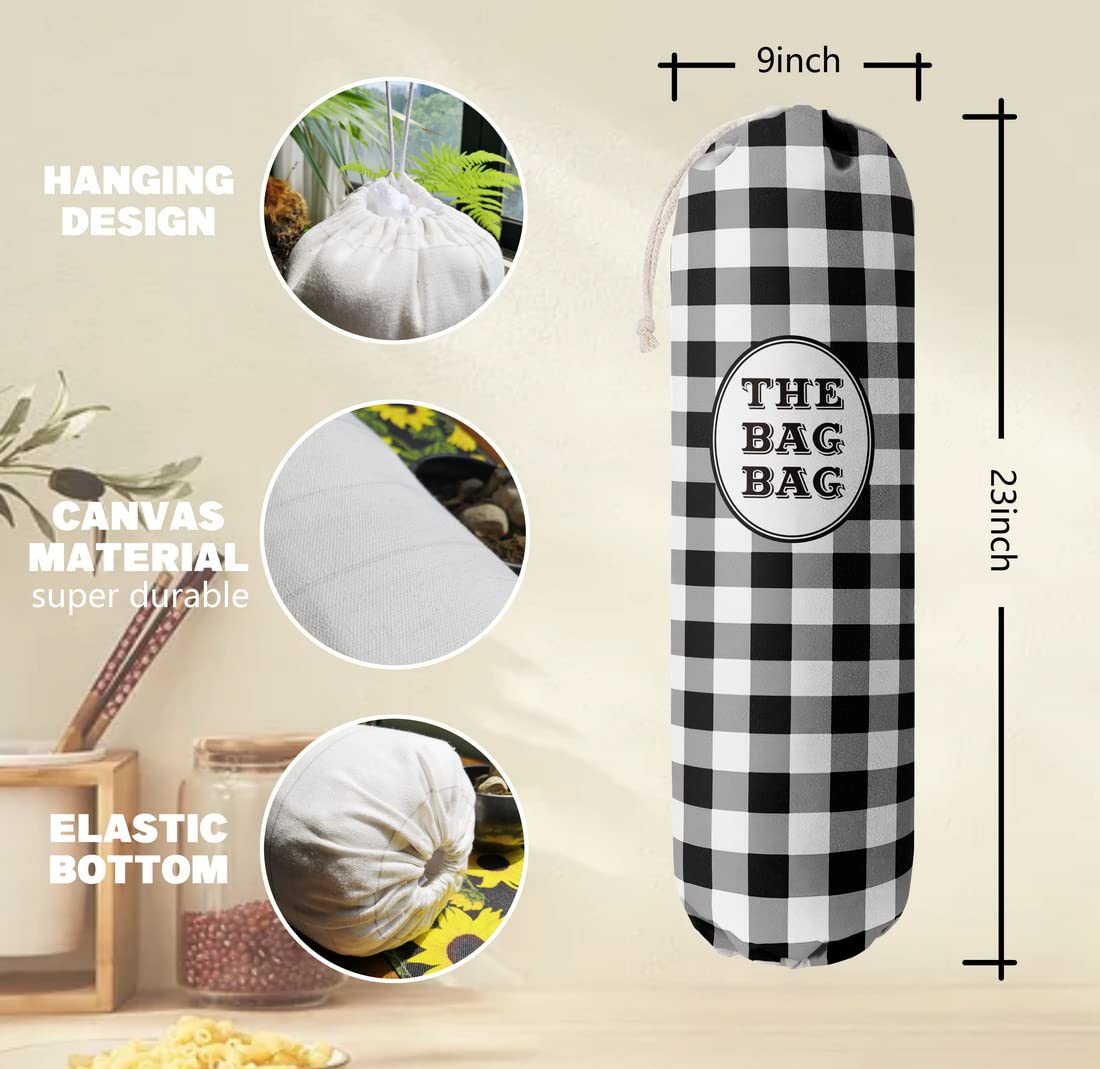 THE BAG BAG Plastic Bag Holder, Black and White Buffalo