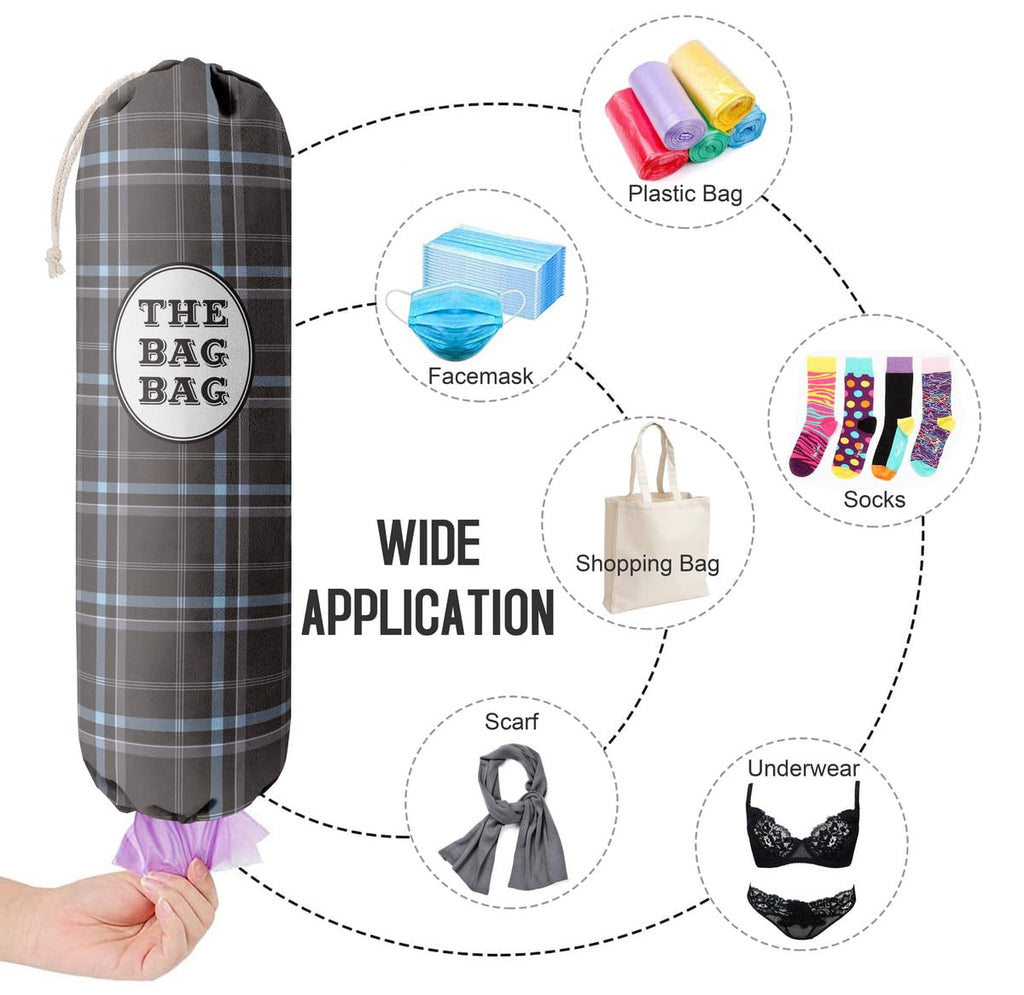 THE BAG BAG Plastic Bag Holder, Black and White Buffalo