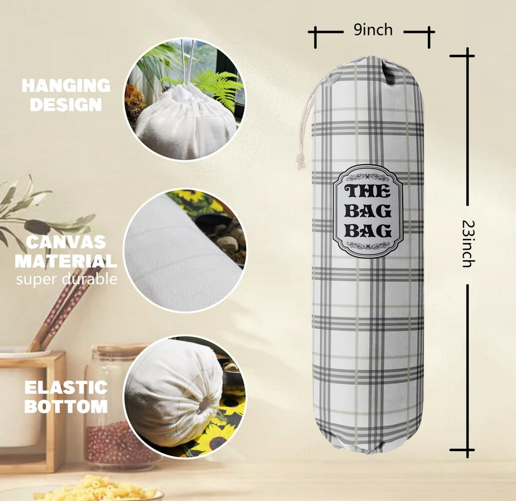 THE BAG BAG Plastic Bag Holder, Black and White Buffalo