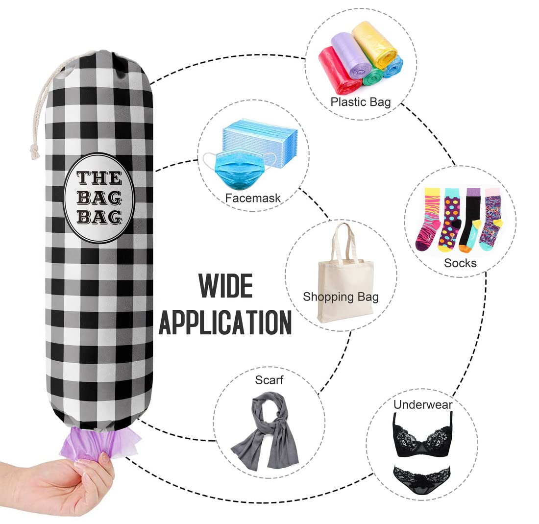 THE BAG BAG Plastic Bag Holder, Black and White Buffalo