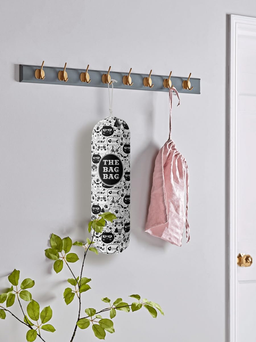 THE BAG BAG Plastic Bag Holder, Black and White Buffalo