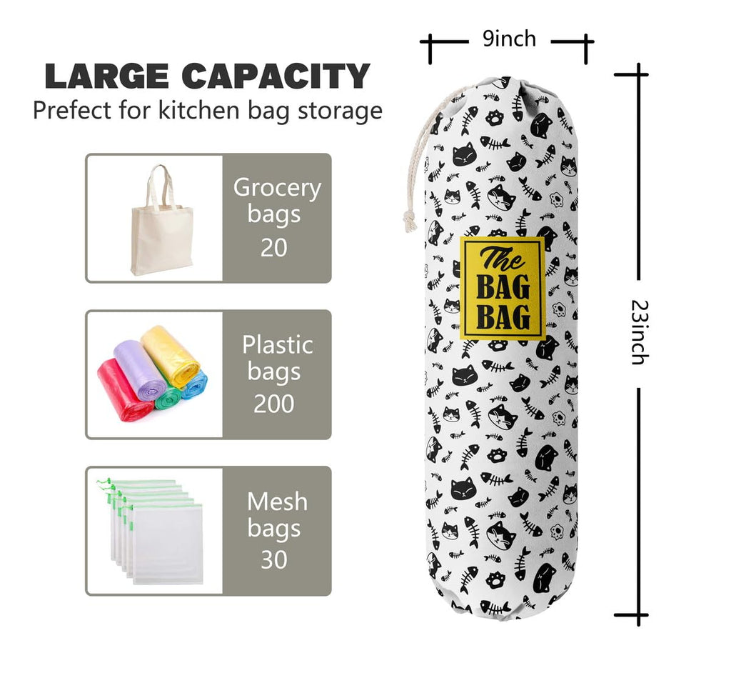 THE BAG BAG Plastic Bag Holder, Black and White Buffalo