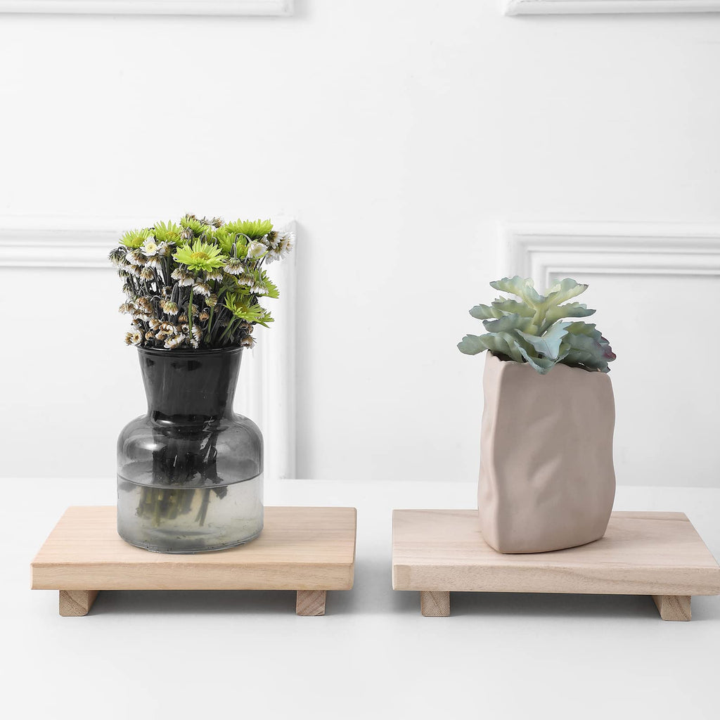 Farmhouse Wooden Tray Pedestal Stand