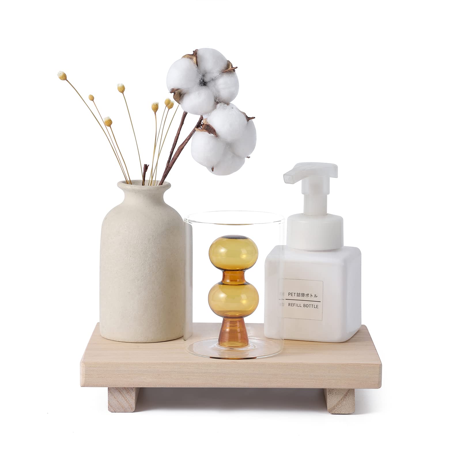Farmhouse Wooden Tray Pedestal Stand