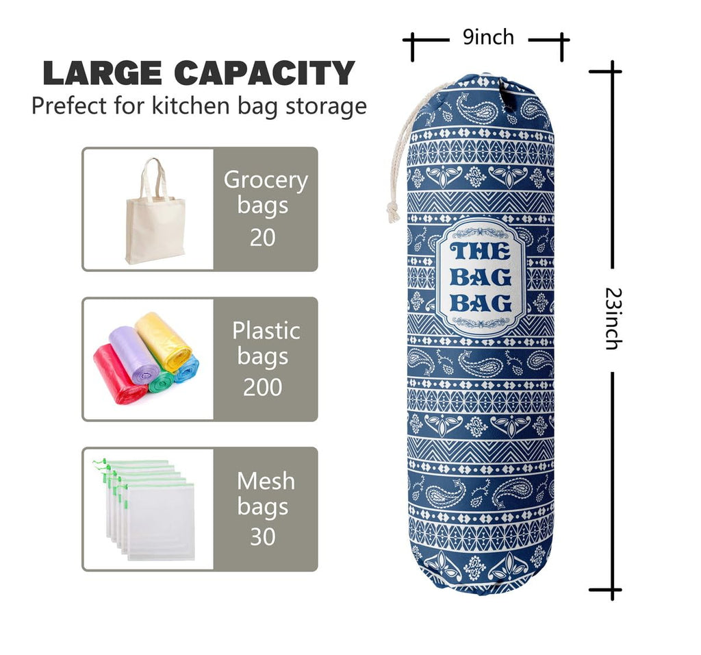 THE BAG BAG Plastic Bag Holder, Black and White Buffalo