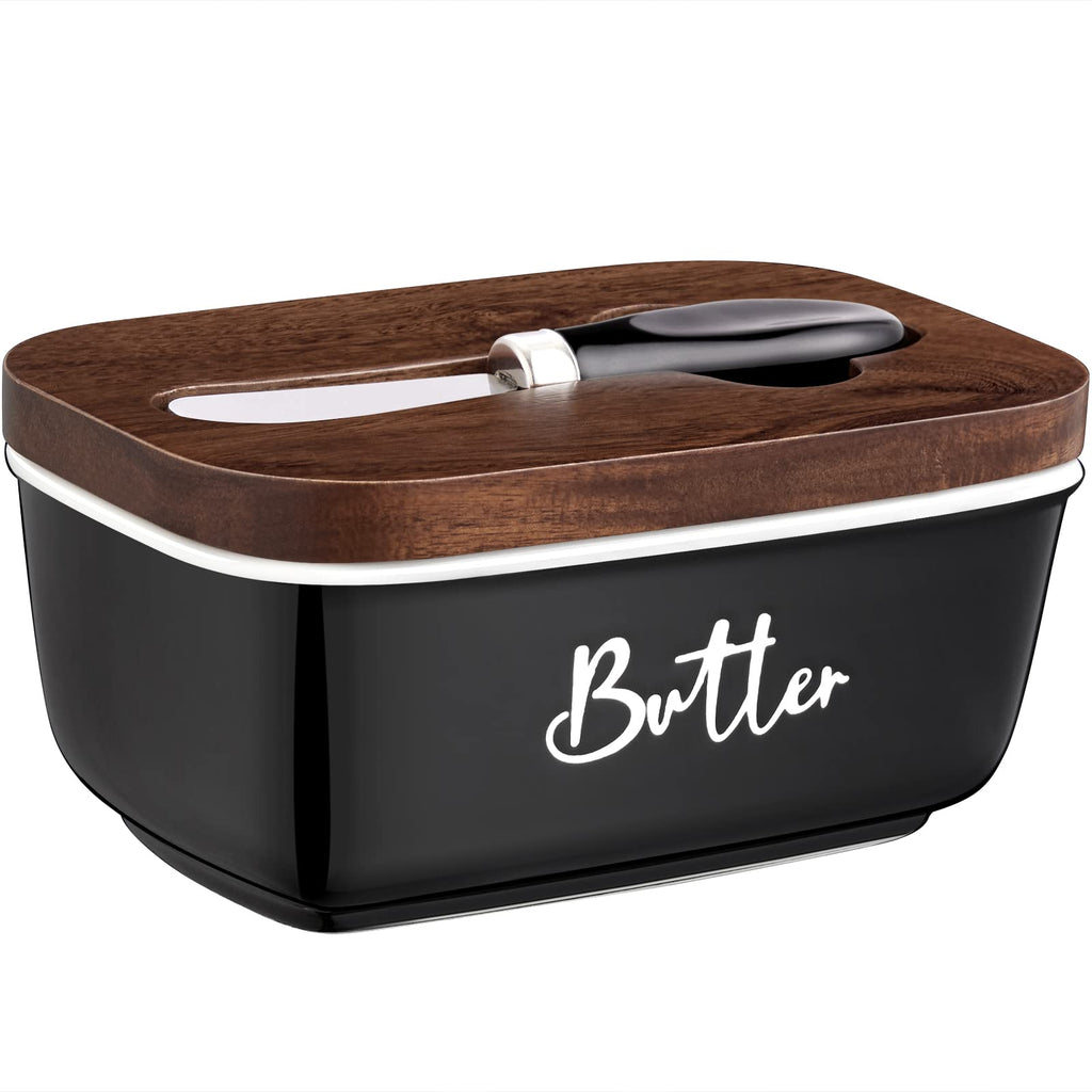 Ceramic Butter Dish with Lid and Knife for Countertop, Airtight Butter Keeper for Counter or Fridge, Butter Container