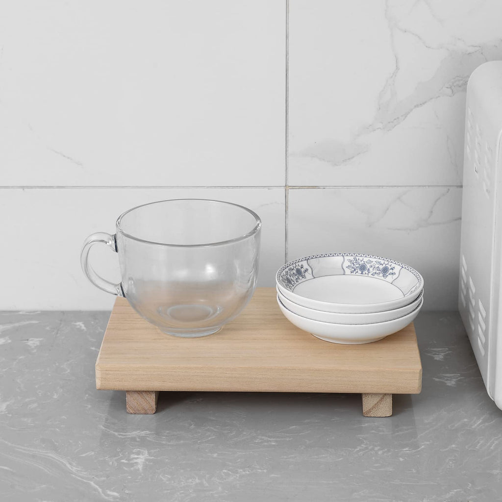 Farmhouse Wooden Tray Pedestal Stand