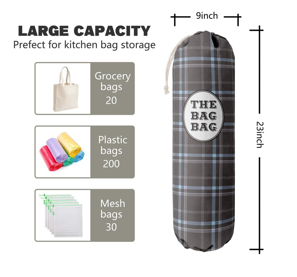 THE BAG BAG Plastic Bag Holder, Black and White Buffalo