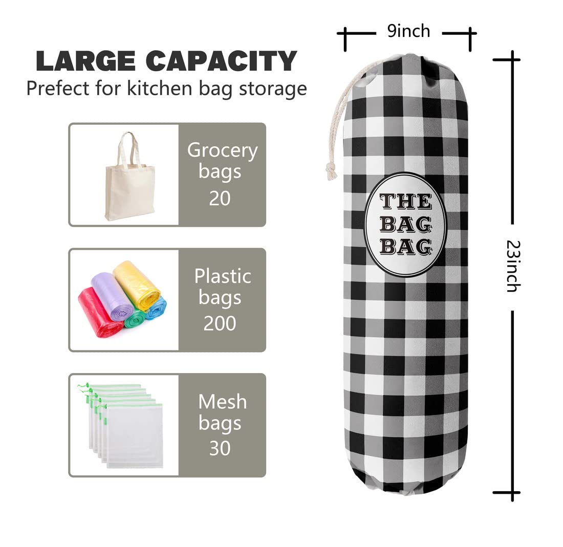 THE BAG BAG Plastic Bag Holder, Black and White Buffalo