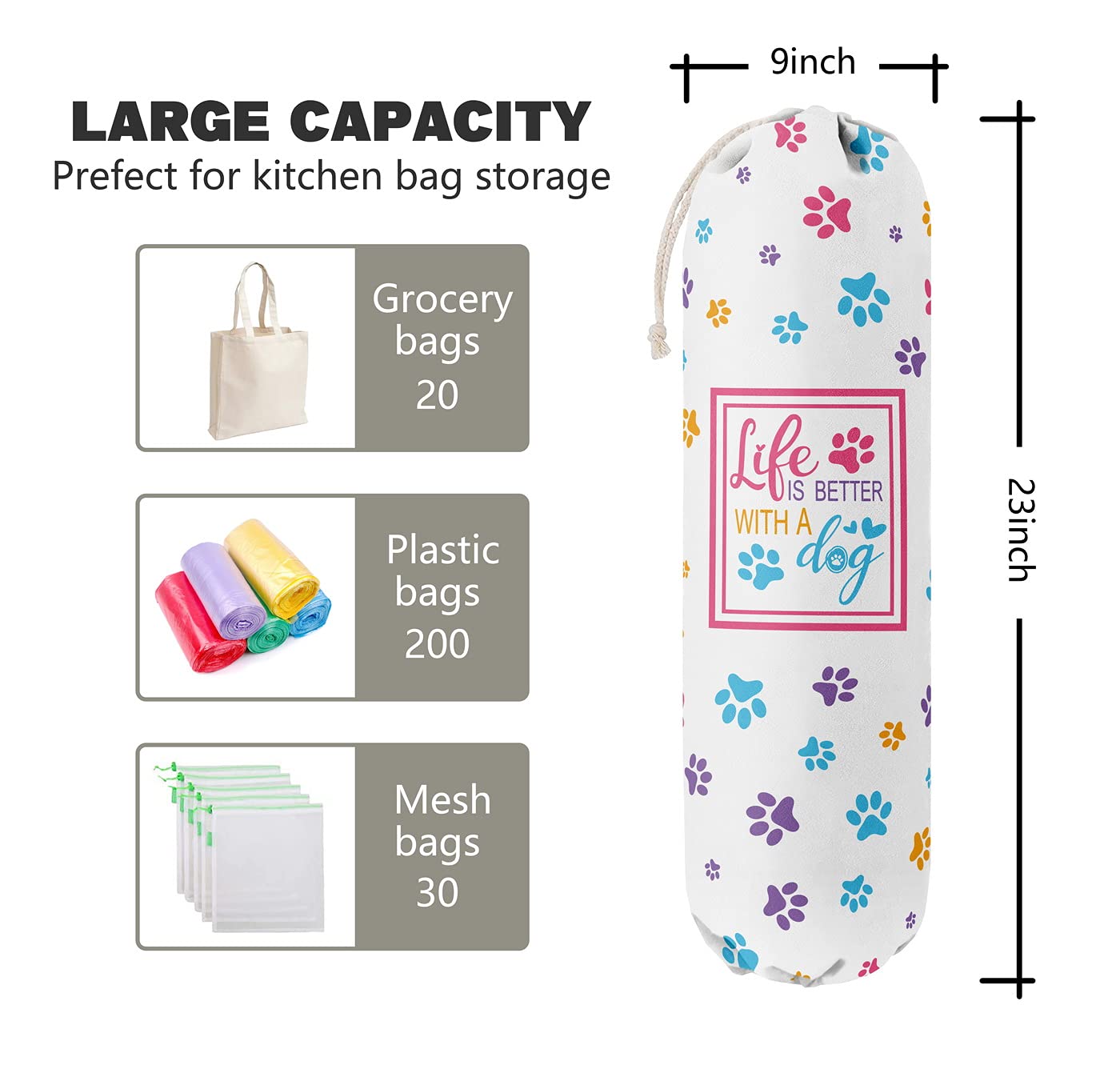 THE BAG BAG Plastic Bag Holder, Black and White Buffalo
