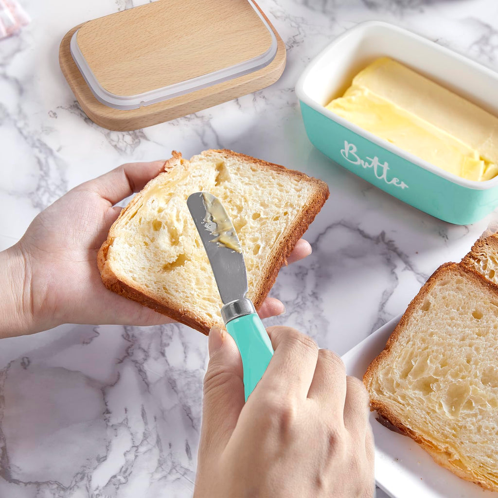 Ceramic Butter Dish with Lid and Knife for Countertop, Airtight Butter Keeper for Counter or Fridge, Butter Container