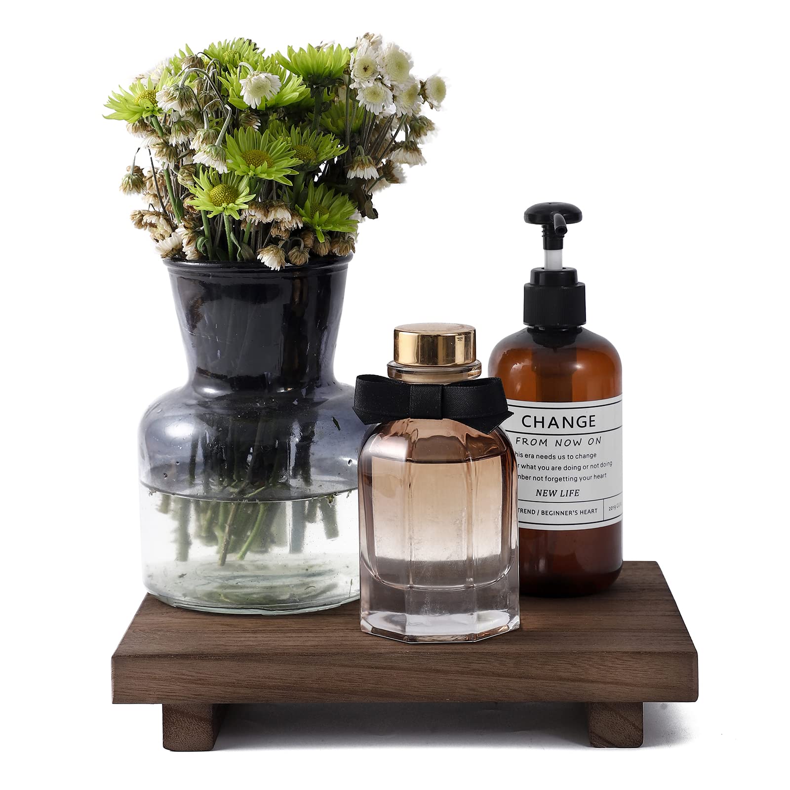 Farmhouse Wooden Tray Pedestal Stand