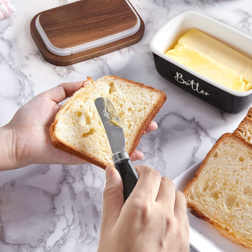 Ceramic Butter Dish with Lid and Knife for Countertop, Airtight Butter Keeper for Counter or Fridge, Butter Container