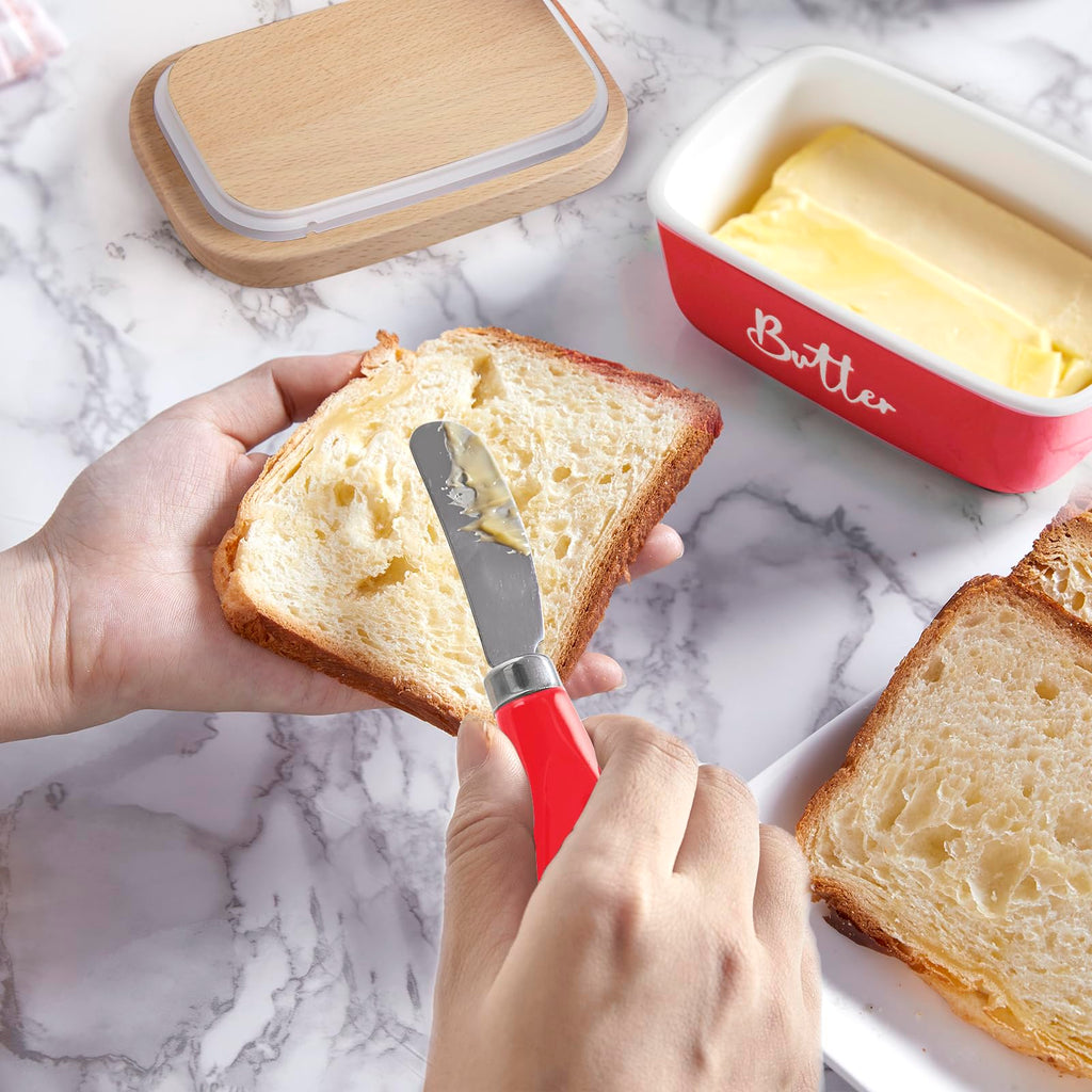 Ceramic Butter Dish with Lid and Knife for Countertop, Airtight Butter Keeper for Counter or Fridge, Butter Container