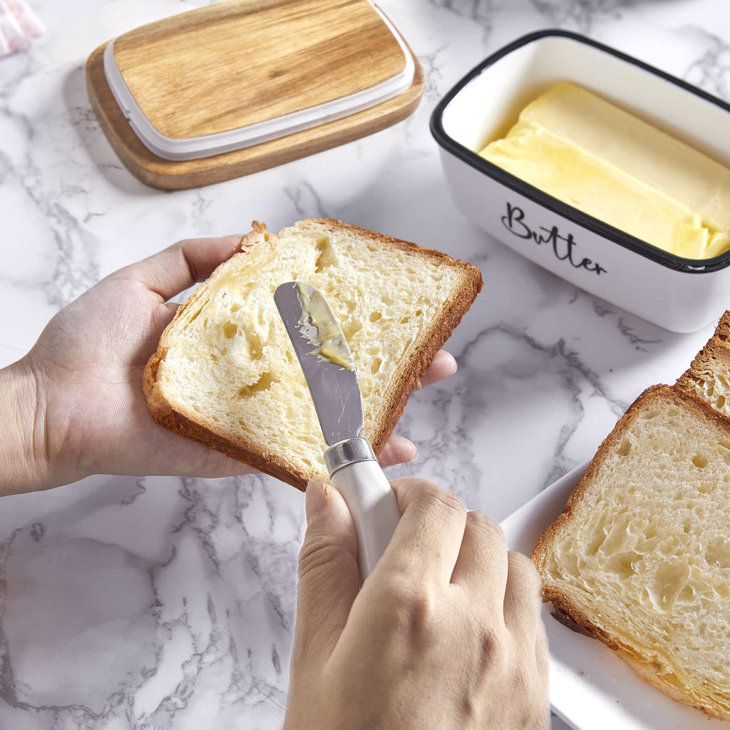 Ceramic Butter Dish with Lid and Knife for Countertop, Airtight Butter Keeper for Counter or Fridge, Butter Container