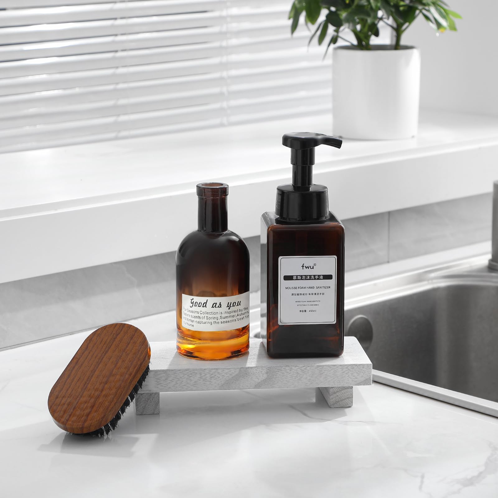 Farmhouse Wooden Tray Pedestal Stand