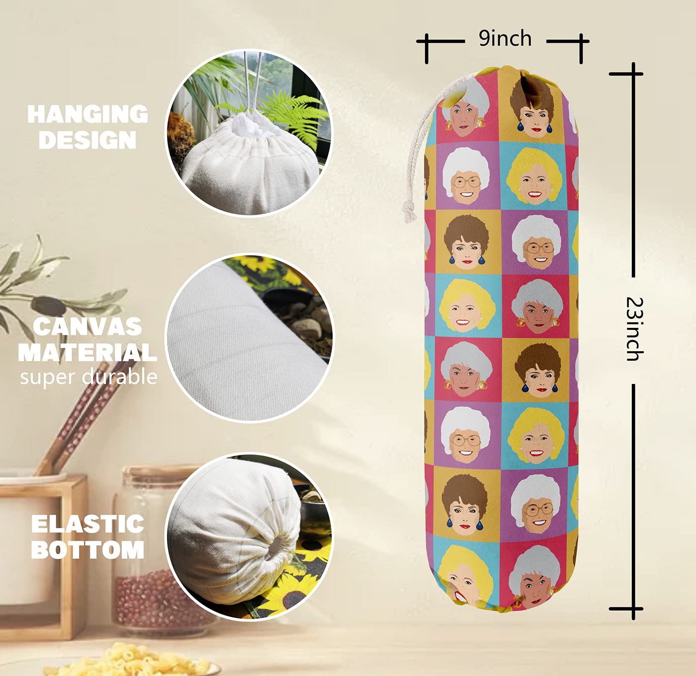 THE BAG BAG Plastic Bag Holder, Black and White Buffalo