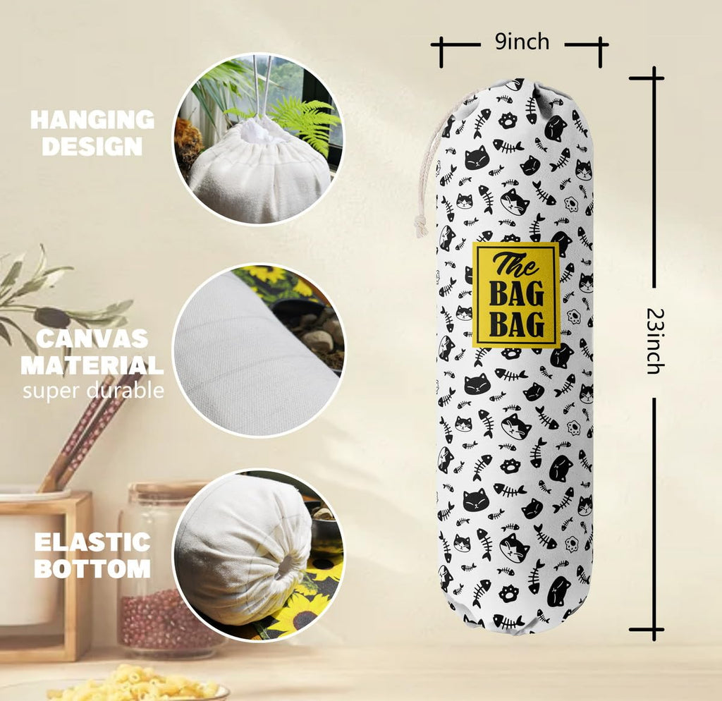 THE BAG BAG Plastic Bag Holder, Black and White Buffalo