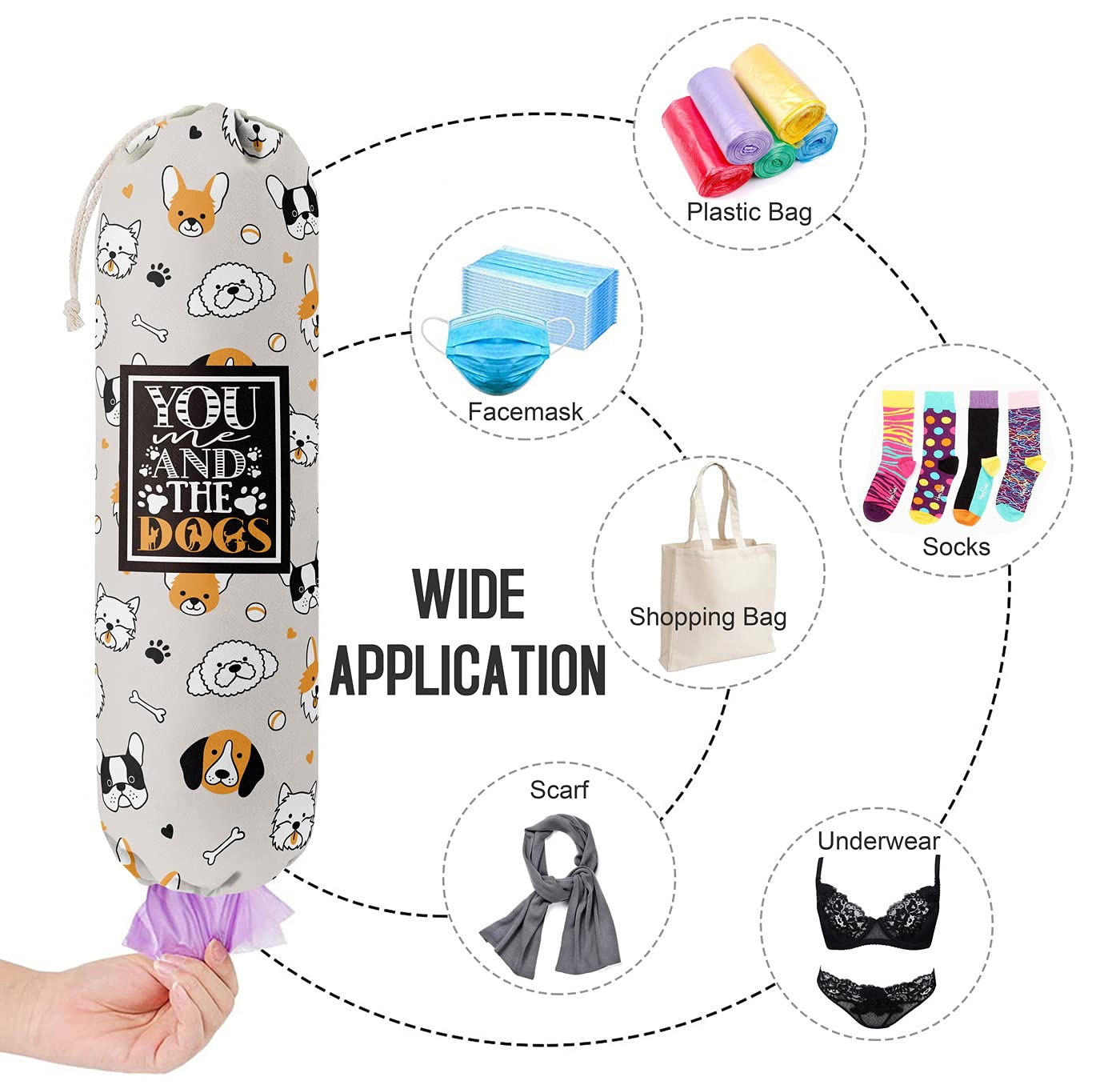 THE BAG BAG Plastic Bag Holder, Black and White Buffalo