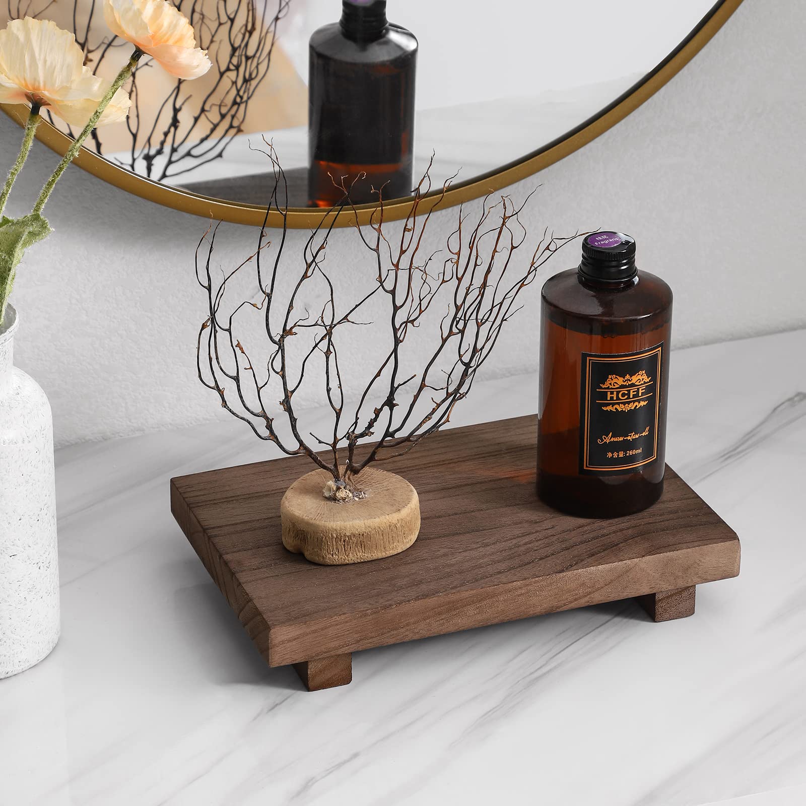 Farmhouse Wooden Tray Pedestal Stand