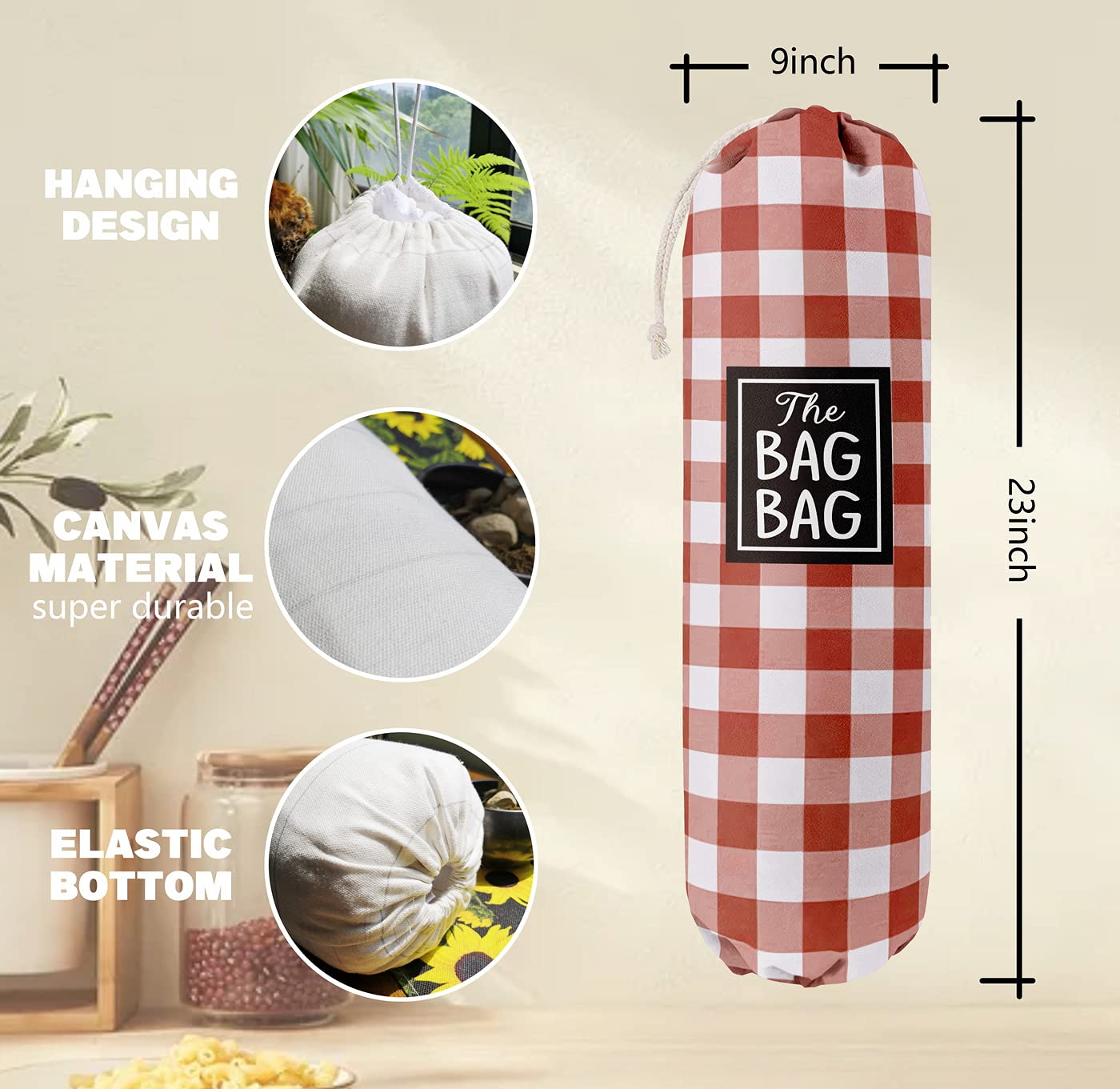 THE BAG BAG Plastic Bag Holder, Black and White Buffalo