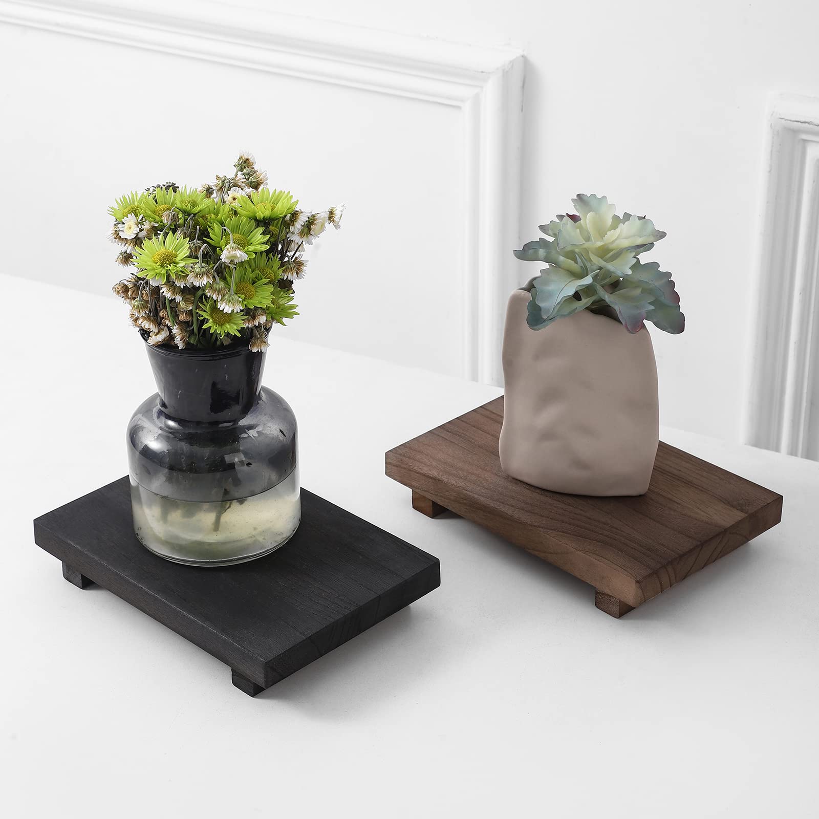Farmhouse Wooden Tray Pedestal Stand