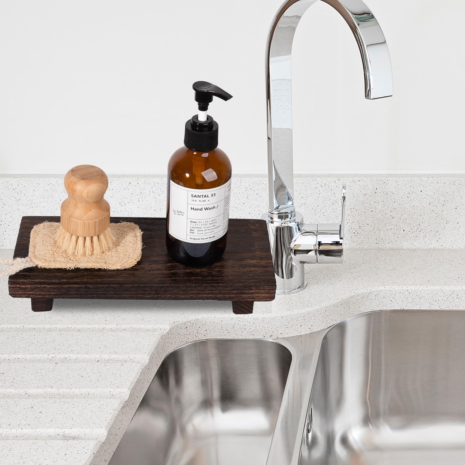 Farmhouse Wooden Tray Pedestal Stand