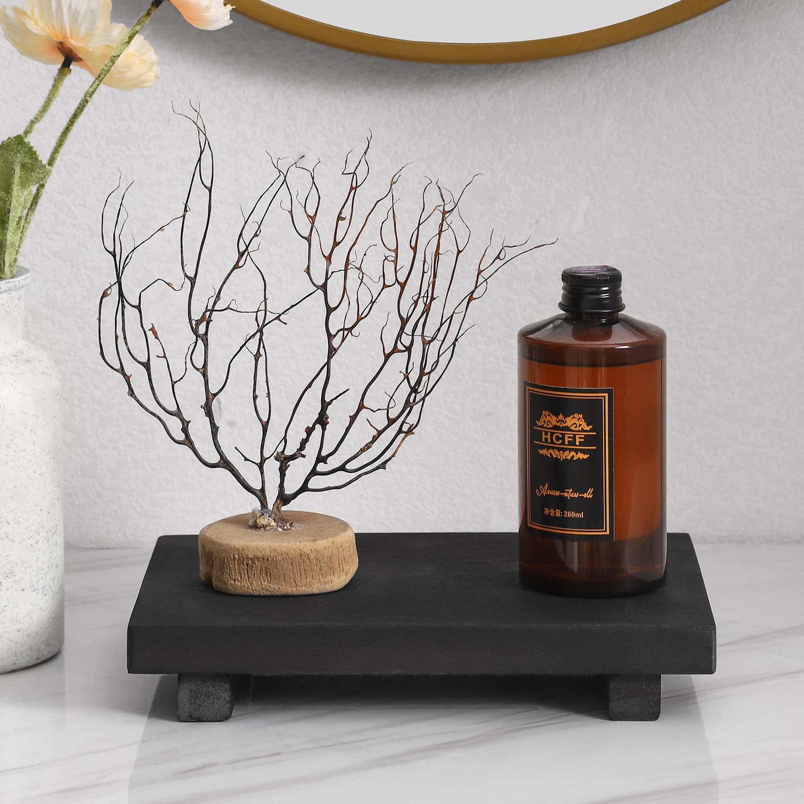 Farmhouse Wooden Tray Pedestal Stand