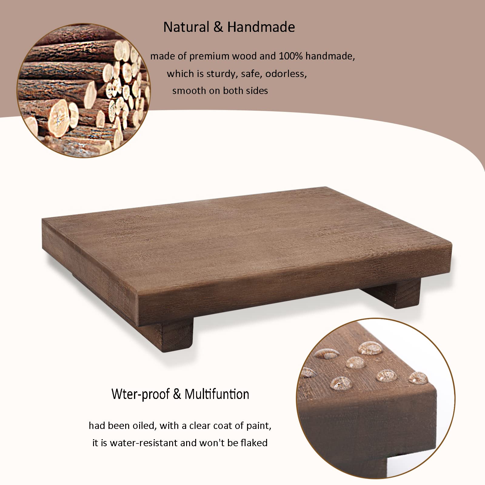 Farmhouse Wooden Tray Pedestal Stand