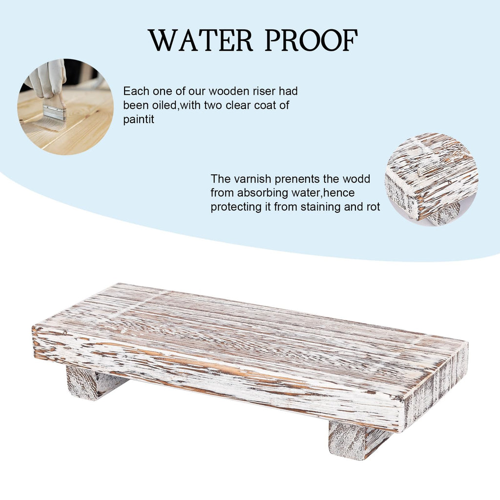Farmhouse Wooden Tray Pedestal Stand