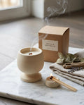 Jesmonite Pedestal Candle – Hand-Poured Soy Wax & Crackling Wood Wick