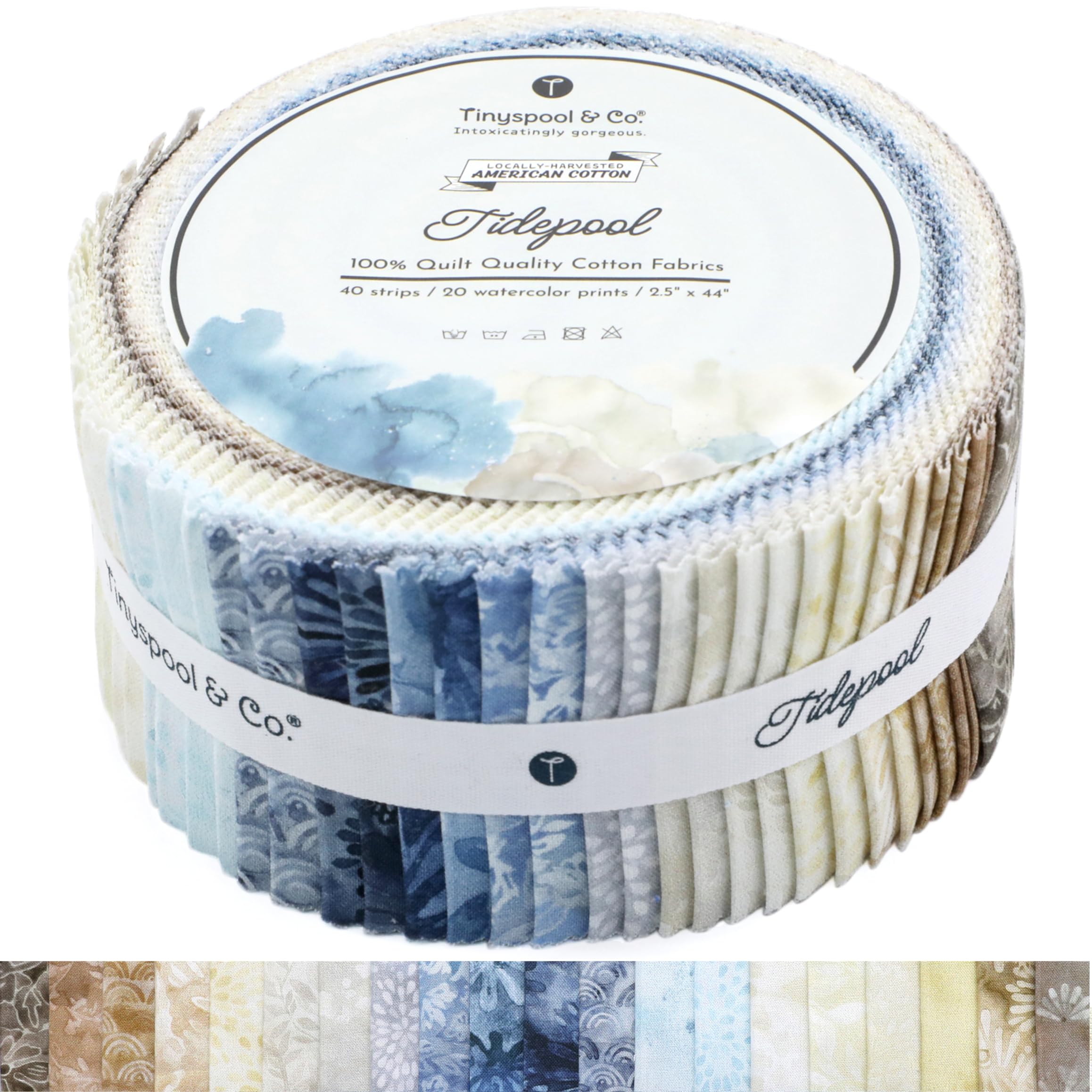 Tinyspool & Co.'s Twirlie Roll 40 Precut Quilting Fabric Strips for Quilting Supplies