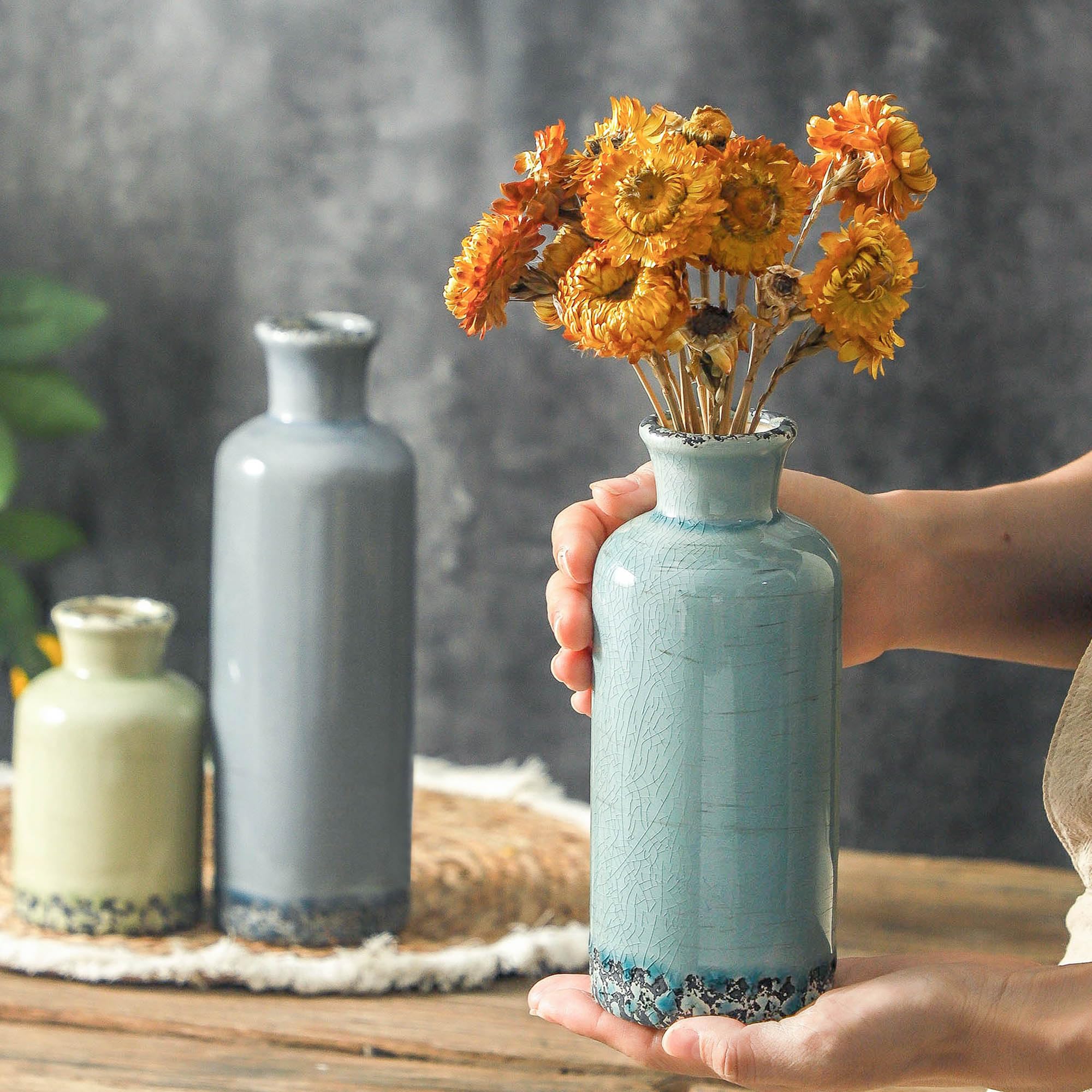 Vintage Floral Ceramic Vase Set | Farmhouse Home Decor