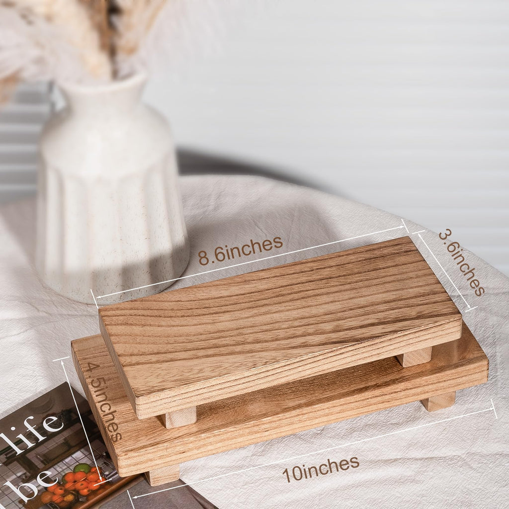 Farmhouse Wooden Tray Pedestal Stand